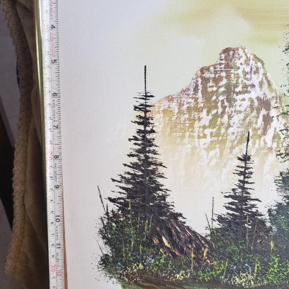 RARE VINTAGE FIND "CARTER" OIL PAINTING LANDSCAPE TREES & SNOW DUSTED MOUNTAIN - Picture 6 of 10